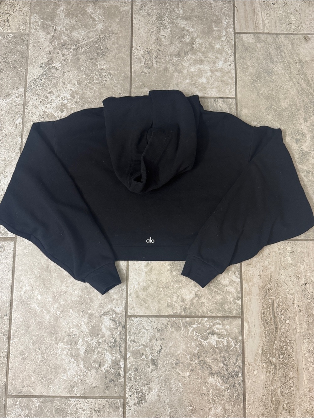 Alo Black Cropped Hoodie